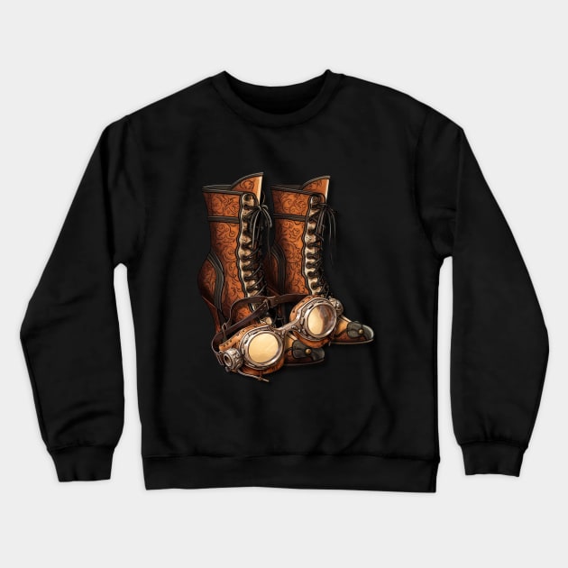 Steampunk Boots and Goggles Crewneck Sweatshirt by mw1designsart